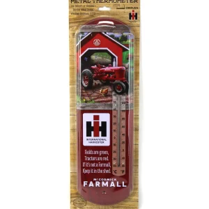 Outback Toys Outdoor<IH McCormick Farmall H Tractor Scene Metal Thermometer, 5.125in x 17.375in
