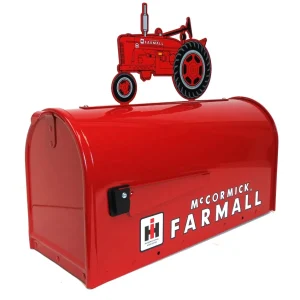 Outback Toys Outdoor<IH McCormick Farmall Red Steel Mailbox with Farmall M Tractor Topper