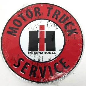 Outback Toys Tools & Auto<12in Round Red Tin Sign with IH Logo, "Motor Truck Service"