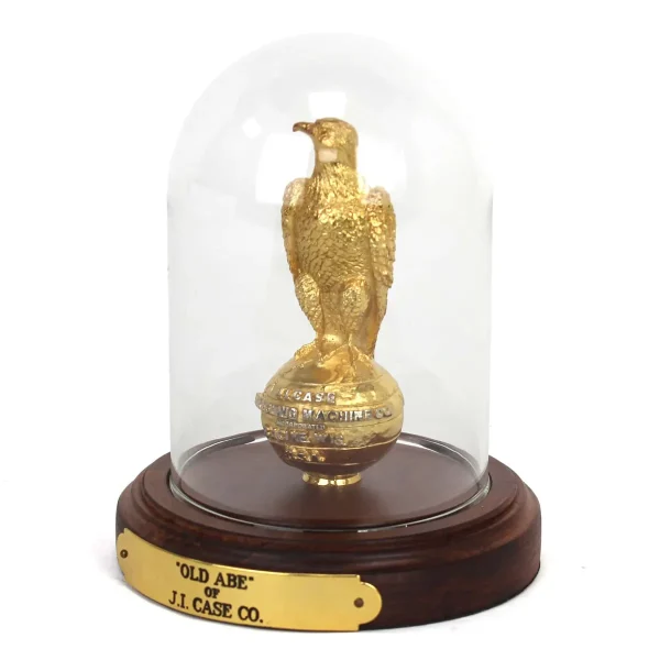 Outback Toys Farm Art & DéCor<3.4 Inch "Gold" JI Case Old Abe Eagle on Globe in Enclosed Stand
