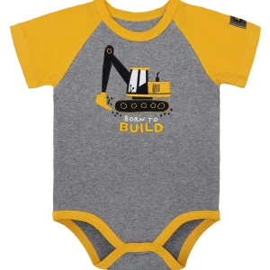 Outback Toys John Deere<Infant John Deere Construction Gray & Yellow Born to Build Short Sleeve Onesy