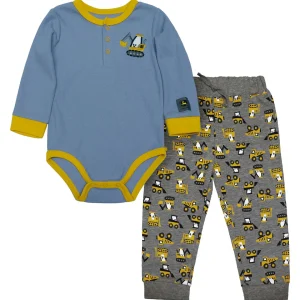 Outback Toys John Deere<Infant John Deere Construction Equipment Long Sleeve Bodyshirt & Sweatpants Set