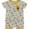 Outback Toys John Deere<Infant John Deere Construction Yellow Dump Truck Romper Short Sleeve Onesy