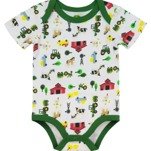 Outback Toys John Deere<Infant John Deere White & Green Farmland Short Sleeve Onesy