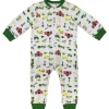 Outback Toys John Deere<Infant John Deere White & Green Farmland Zip-Up Coverall Long Sleeve Onesy