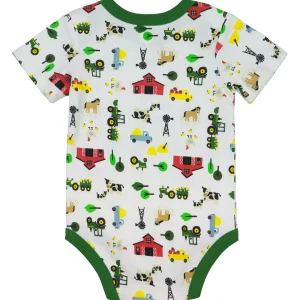 Outback Toys John Deere<Infant John Deere White & Green Farmland Short Sleeve Onesy