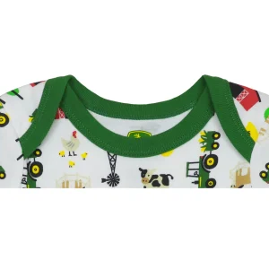 Outback Toys John Deere<Infant John Deere White & Green Farmland Short Sleeve Onesy