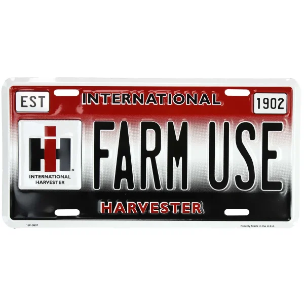 Outback Toys Tools & Auto<International Harvester Farm Use Embossed Metal License Plate