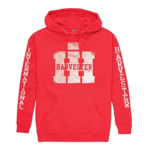 Outback Toys Ih Farmall<International Harvester Weathered Distressed Logo Red Pullover Hooded Sweatshirt