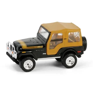 Manufacturer_Greenlight Collectibles Cars & Suvs<1/64 1976 Jeep CJ-5 Renegade Lifted with Off-Road Bumper, Black, All-Terrain Series 16