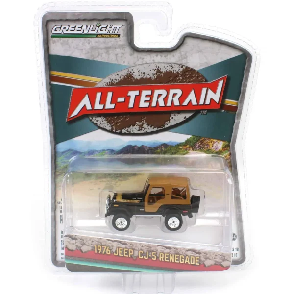 Manufacturer_Greenlight Collectibles Cars & Suvs<1/64 1976 Jeep CJ-5 Renegade Lifted with Off-Road Bumper, Black, All-Terrain Series 16