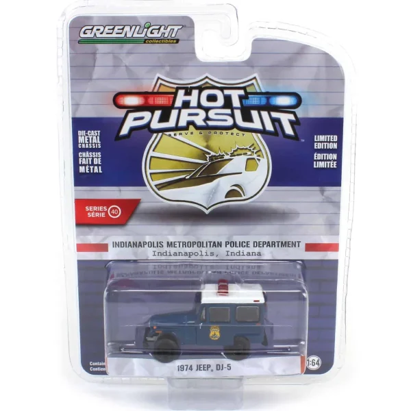 Manufacturer_Greenlight Collectibles Emergency Vehicles<1/64 1974 Jeep DJ-5, Indy Metro Police, Hot Pursuit Series 40