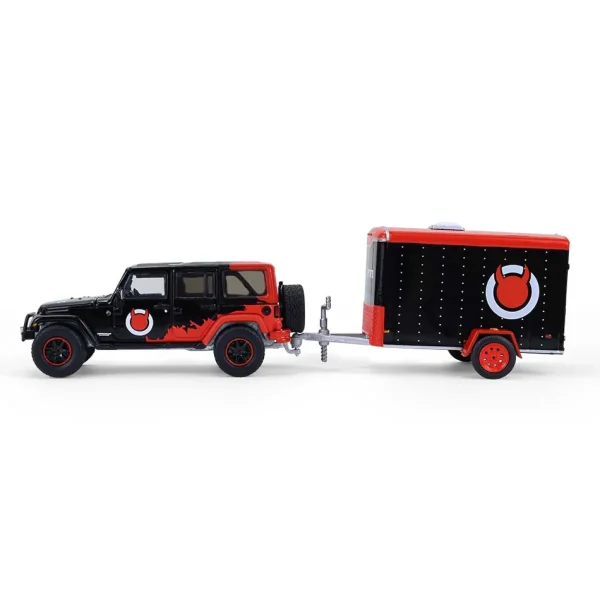 Manufacturer_Greenlight Collectibles Cars & Suvs<1/64 2012 Jeep Wrangler Unlimited with Small Cargo Trailer, Diablo Sport, Hitch & Tow Series 33