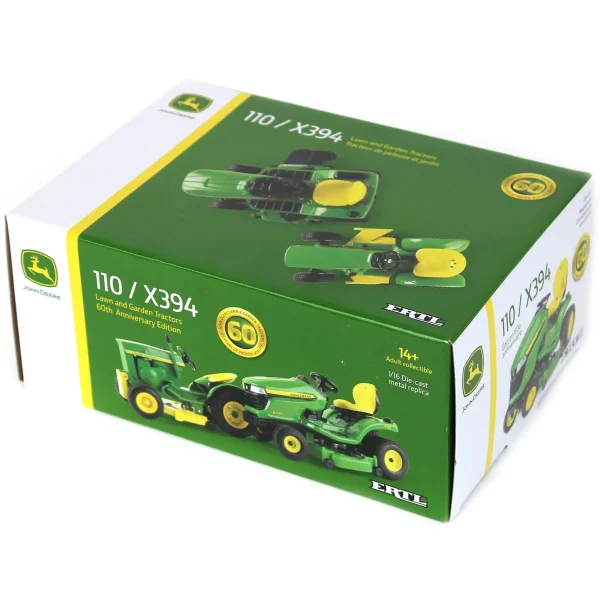 Manufacturer_ERTL Lawn & Garden<1/16 John Deere 110 & X394 60th Anniversary Lawn Tractor Set, ERTL Prestige Collection