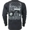 Outback Toys John Deere<John Deere American Flag Charcoal Gray Longsleeve T-Shirt
