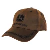 Outback Toys John Deere<John Deere Brown Leather Look Cap with Barbed Wire Bordered Bill