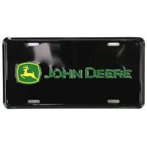 Outback Toys Branded Signs | Tools & Auto<John Deere Logo Black 6" x 12" Metal License Plate