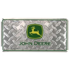 Outback Toys Branded Signs | Tools & Auto<John Deere Logo Diamond Tread Chrome 6" x 12" Metal License Plate