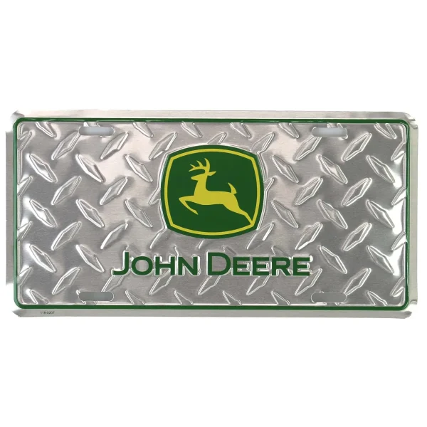 Outback Toys Branded Signs | Tools & Auto<John Deere Logo Diamond Tread Chrome 6" x 12" Metal License Plate