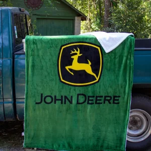 Outback Toys Bed & Bath<John Deere Logo 50in x 70in Fleece Sherpa Throw Blanket