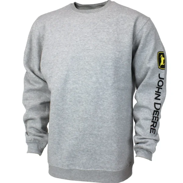 Outback Toys John Deere<John Deere Logo Sleeve Printed Gray Crewneck Sweatshirt