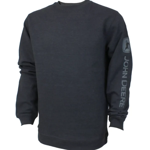 Outback Toys John Deere<John Deere Logo Sleeve Printed Black Crewneck Sweatshirt