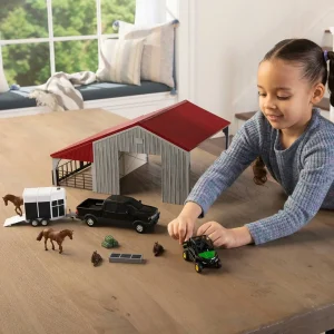 Manufacturer_ERTL Pickup Trucks | Play Animals & Accessories<1/32 John Deere Weathered Barn Play Set by ERTL