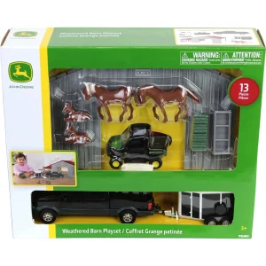 Manufacturer_ERTL Pickup Trucks | Play Animals & Accessories<1/32 John Deere Weathered Barn Play Set by ERTL