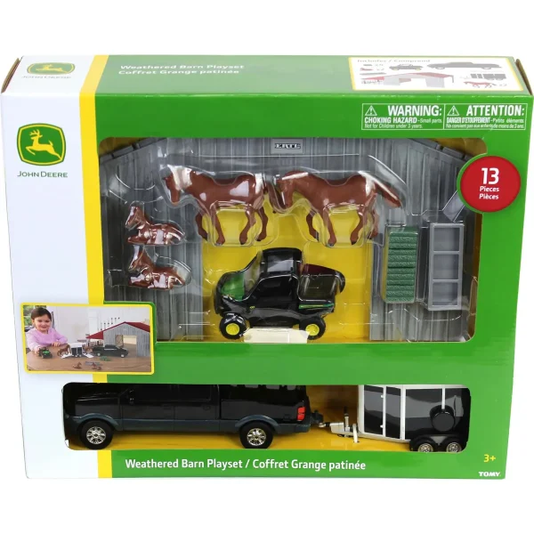Manufacturer_ERTL Pickup Trucks | Play Animals & Accessories<1/32 John Deere Weathered Barn Play Set by ERTL