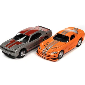 Manufacturer_Johnny Lightning Cars & Suvs<1/64 Johnny Lightning Mopar Twin Pack, 2014 Dodge Challenger R/T & 2008 Dodge Viper SRT 10