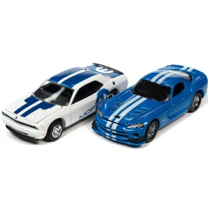 Manufacturer_Johnny Lightning Cars & Suvs<1/64 Johnny Lightning Mopar Twin Pack, 2014 Dodge Challenger R/T & 2008 Dodge Viper SRT 10