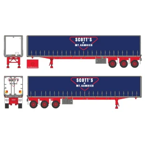 Manufacturer_DCP by First Gear Box Trucks & Trailers<1/64 Kenworth K100 COE Flattop w/ Tri-axle Trailer, Scott's of Mt. Gambier, DCP by First Gear