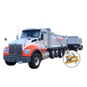 Manufacturer_DCP by First Gear Dump Trucks<1/64 Kenworth T880 Dump w/ Dolly & Rogue Tandem Dump Trailer, Knife River, 2021 Natl Toy Truck 'N Construction