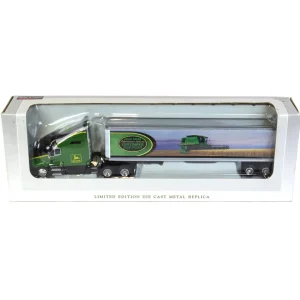 Manufacturer_SpecCast Box Trucks & Trailers<1/64 Kenworth T2000 Semi with John Deere Harvester Works Customer Support Box Trailer