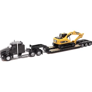 Manufacturer_Diecast Masters Excavators | Lowboys & Flatbeds<1/87 Kenworth T880s SBFS 40in Sleeper Tandem Tractor w/ Lowboy & Caterpillar 320D L Hydraulic Excavator