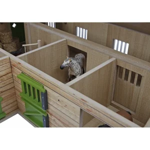 Outback Toys Wooden Barns & Large Accessories<1/24 Kids Globe Wooden Horse Stable with 4 Boxes, Storage and Wash Box
