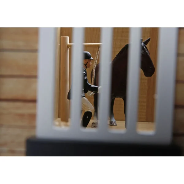 Outback Toys Wooden Barns & Large Accessories<1/24 Kids Globe Wooden Horse Stable with 4 Boxes, Storage and Wash Box