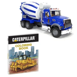 Outback Toys Tow & Straight Trucks<Kit ~ 1/16 Bruder MACK Granite Cement Mixer + Caterpillar Coloring Book