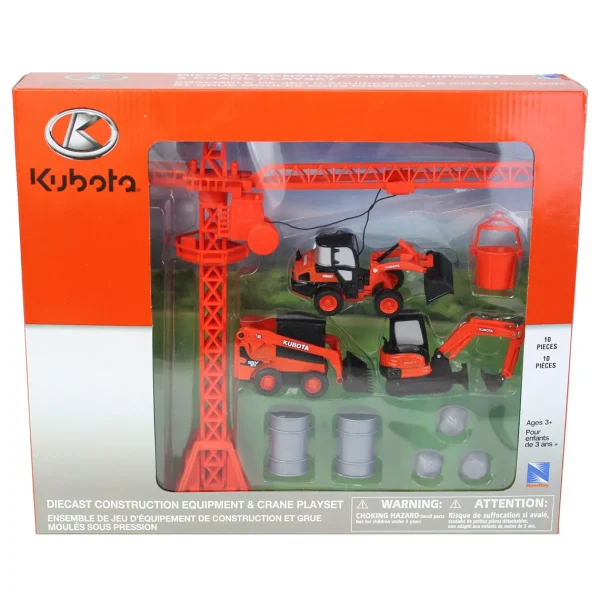 Manufacturer_New Ray Toys Inc. Cranes<77700-10060 Kubota Construction Vehicles & Crane Set by New Ray
