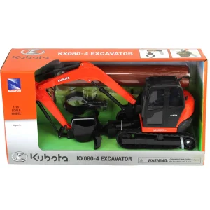 Manufacturer_New Ray Toys Inc. Excavators | Forestry<1/18 Kubota Excavator KX080-4 with Interchangeable Parts