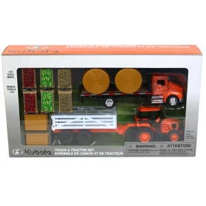Manufacturer_New Ray Toys Inc. Pickup Trucks<1/43 Kubota Farm Tractor Play Set with Truck, Trailer & Bales
