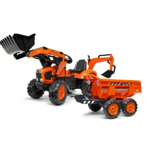 Manufacturer_Falk Agco, Massey & More<Kubota M135GX Pedal Backhoe w/ Front Loader, Rear Excavator & Trailer