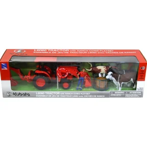 Manufacturer_New Ray Toys Inc. Wooden Barns & Large Accessories<1/18 Kubota Tractor with Figure, Animals & Fence by New Ray