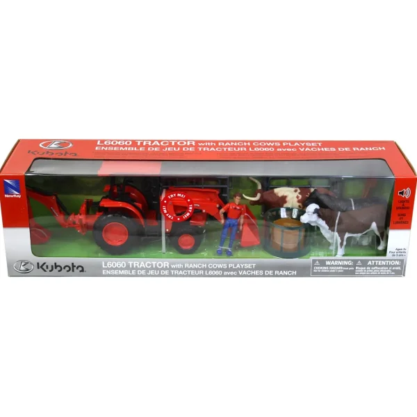 Manufacturer_New Ray Toys Inc. Wooden Barns & Large Accessories<1/18 Kubota Tractor with Figure, Animals & Fence by New Ray