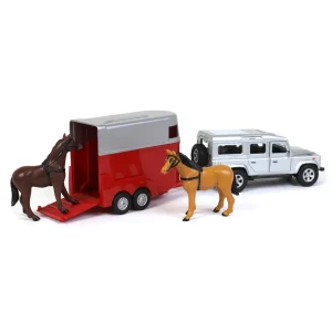 Manufacturer_Universal Hobbies Wooden Barns & Large Accessories<1/32 Land Rover Defender with Horse Trailer and 2 Horses
