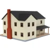 Outback Toys 3D Print & Small Accessories<1/64 Large Two Story Farm House with Porch, Deck and Chimney, Tan/Brown, 3D Printed