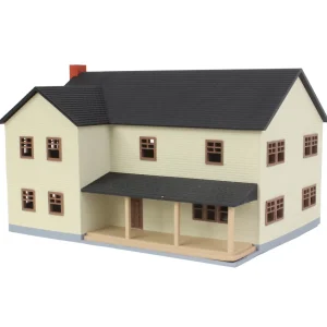 Outback Toys 3D Print & Small Accessories<1/64 Large Two Story Farm House with Porch, Deck and Chimney, Tan/Brown, 3D Printed