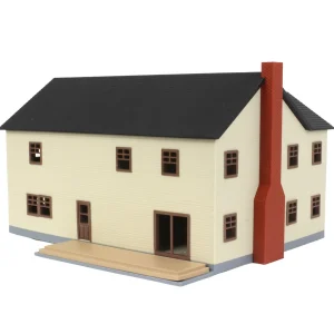 Outback Toys 3D Print & Small Accessories<1/64 Large Two Story Farm House with Porch, Deck and Chimney, Tan/Brown, 3D Printed