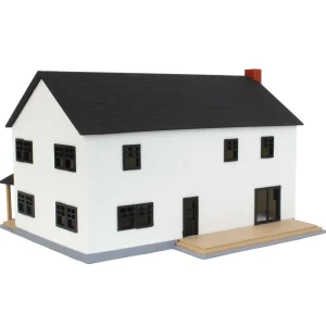 Outback Toys 3D Print & Small Accessories<1/64 Large Two Story Farm House with Porch,Deck and Chimney, Black and White, 3D Printed