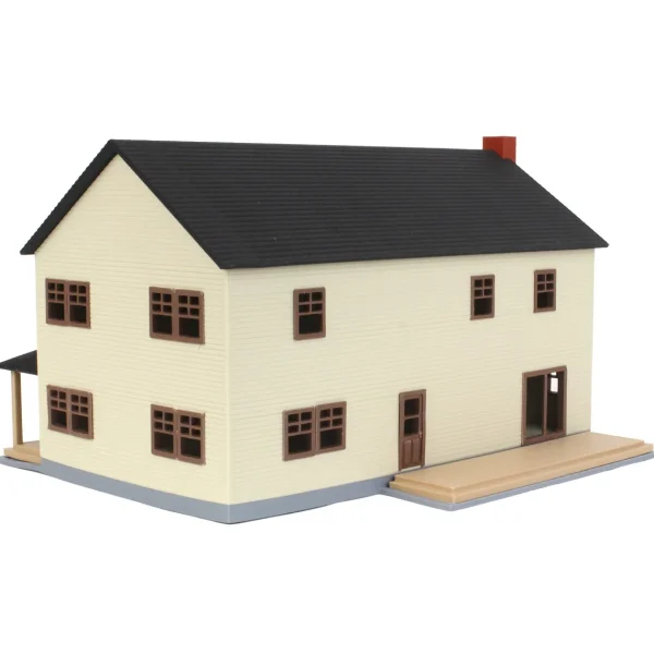 Outback Toys 3D Print & Small Accessories<1/64 Large Two Story Farm House with Porch, Deck and Chimney, Tan/Brown, 3D Printed